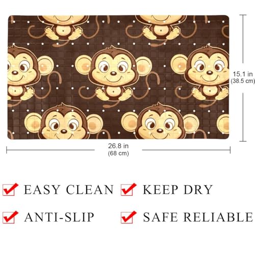 Tapis de bain singe marron en PVC antidérapant extra long pour baignoire - 5