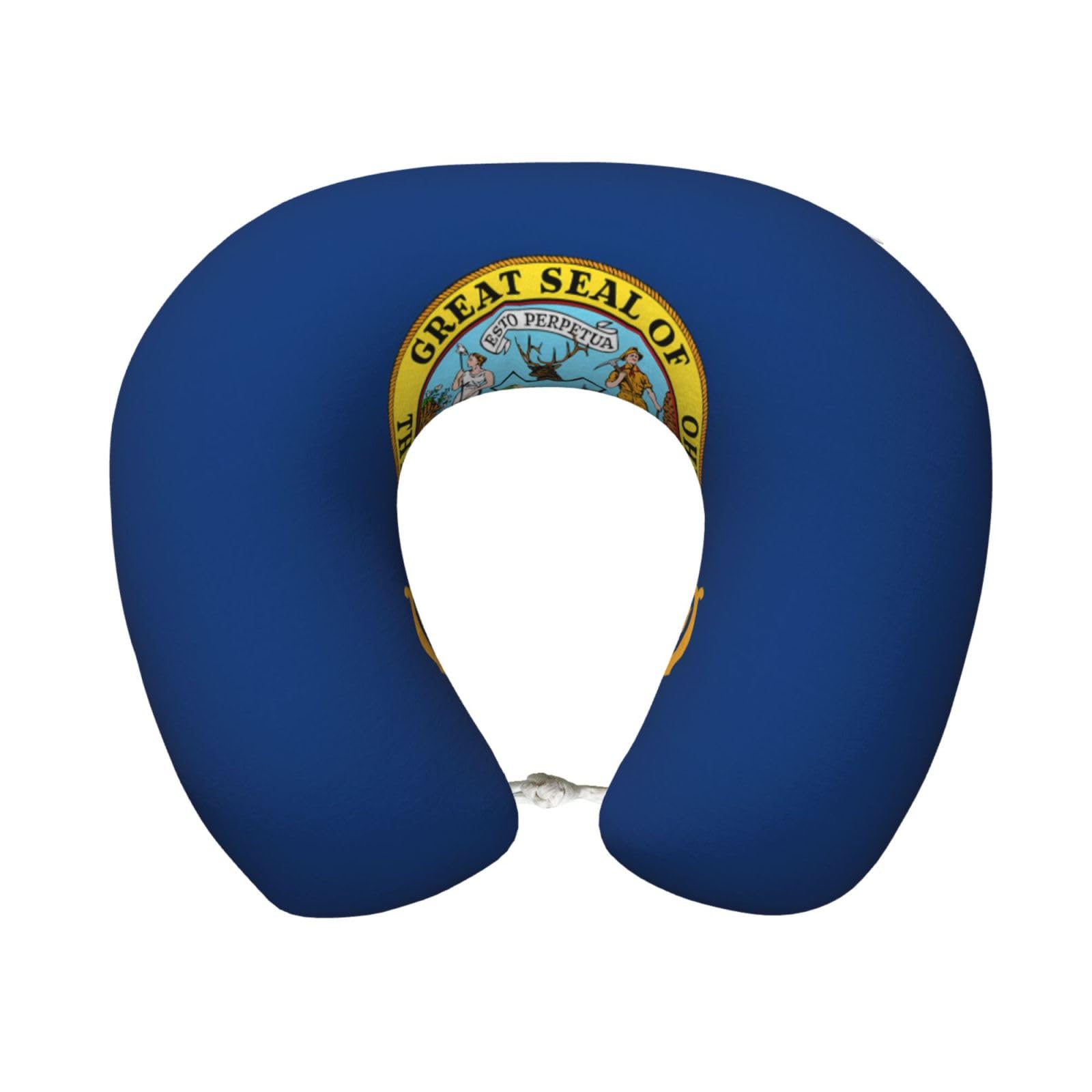 peiyeety Comfortable Idaho State Flag Print Memory Foam Travel Pillow - U-Shaped Neck Support for Trips, Office Naps, and More