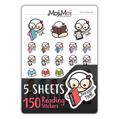 Reading 002-Theme Stickers for Life Planner, Functional Stickers, Happy Planner, Cute Stickers, kawaii Stickers, Eclp Stickers, Erin Condren Planner Stickers, Kikki Stickers, MojiMoi