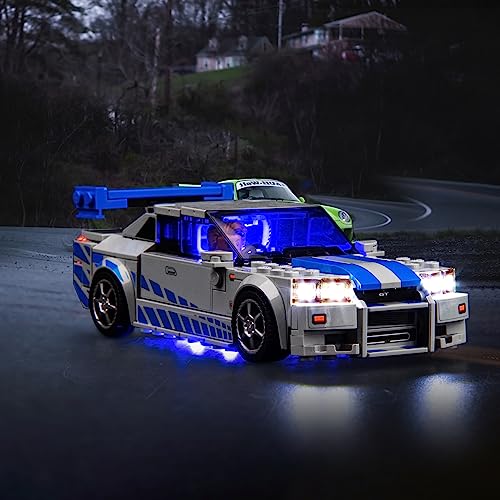 Image of Upgraded Led Light Kit Compatible with LEGO Speed Champions 2 Fast 2 Furious Nissan Skyline GT-R (R34) Race Car Toy Model Building Kit, Lights Compatible with LEGO 76917(Model Not Included)