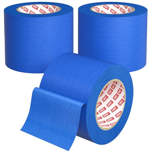 SWRT Painters Tape 3 Inch x 55 Yards 3 Rolls (165 Total Yards) Wide Blue Painters Tape for Painting Walls & Large Surface Masking Clean Removal No Residue Easy Tear Multi-Surface