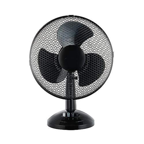 ACCURATE 12Inch Table Fan Desk Fan with 3 Speed| Oscillating| Low Noise| Strong Resistant Base Desktop/Bedside Fan, Ideal for Home and Office,(BLACK)