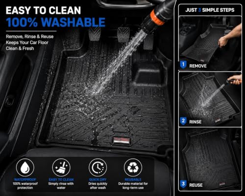 Image of Custom Fit TPE Car Floor Mats Compatible with Tata Tiago 2017 Onwards | Heavy Duty Floor Liners | Waterproof Anti-Slip All Weather Car Foot Mats | TPE Material | Full Set Front & Rear | Black