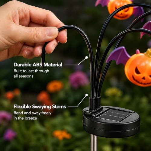 2 Pack Halloween Solar Lights Outdoor, Solar Pumpkin Stake Lights - image 5