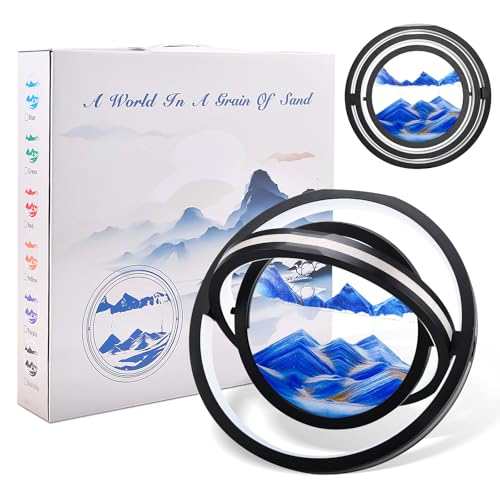 ZOBMIO Immagini di sabbia da tornare, 3D dinamica con luce a LED, 25 cm, decorazione per desktop, lampada a sabbia scorrevole, ideale per la decorazione di scrivania o salotto