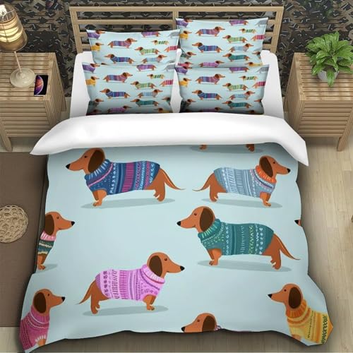 Housse de couette teckel colorée pour égayer une chambre en colocation