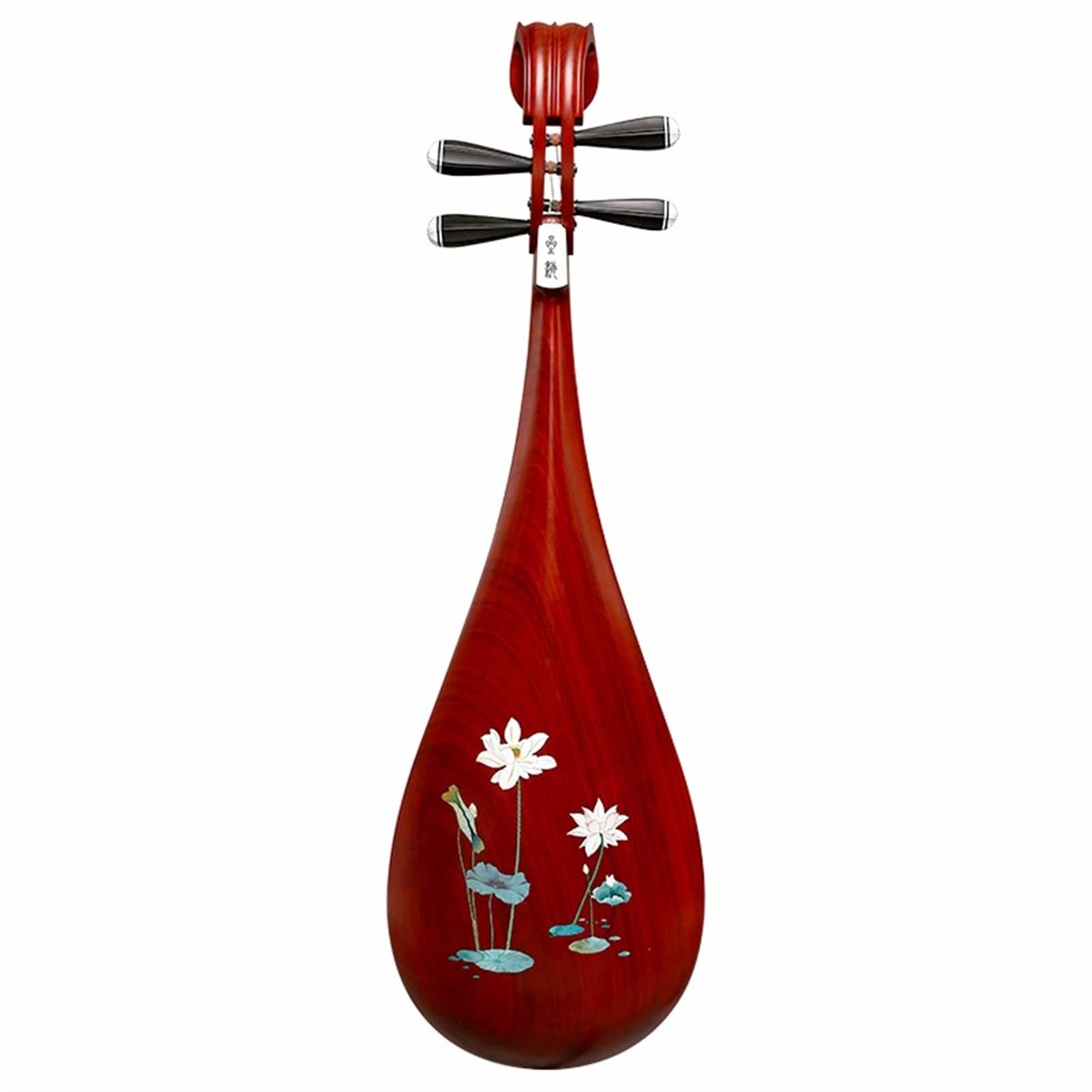 FLFL Hartholz Chinesische Lute Fine-Tuning-Welle Pipa-Palisander-Material-Materialtelefon-Farbe Wasser Hibiscus Pipa-Musikinstrument
