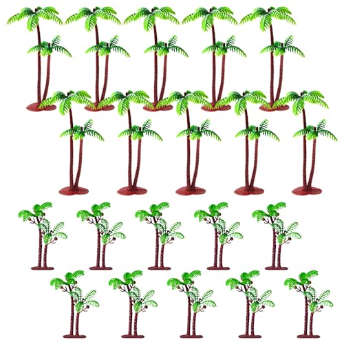 XEERUN 20 Stücke Modellbau Bäume, Miniatur Palme Kunststoff, Palmenmodelle, Modell Bäume, Kunststoff Coconut, Mini Palme Kokosnuss, Miniatur deko für Aquarien, Miniaturgärten, Kuchen, Partys