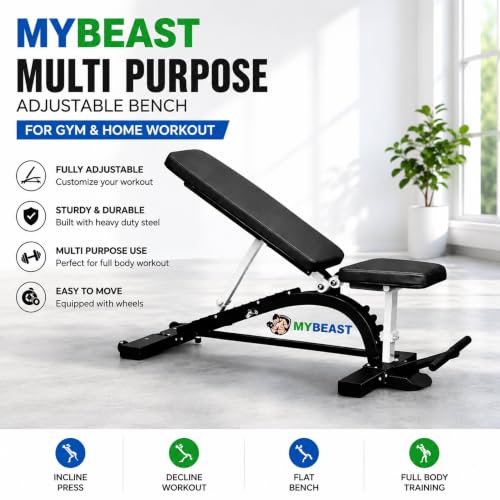Image of Mybeast Multipurpose Adjustable Bench For Gym And Home Purpose For Heavy Duty Multiple Workout