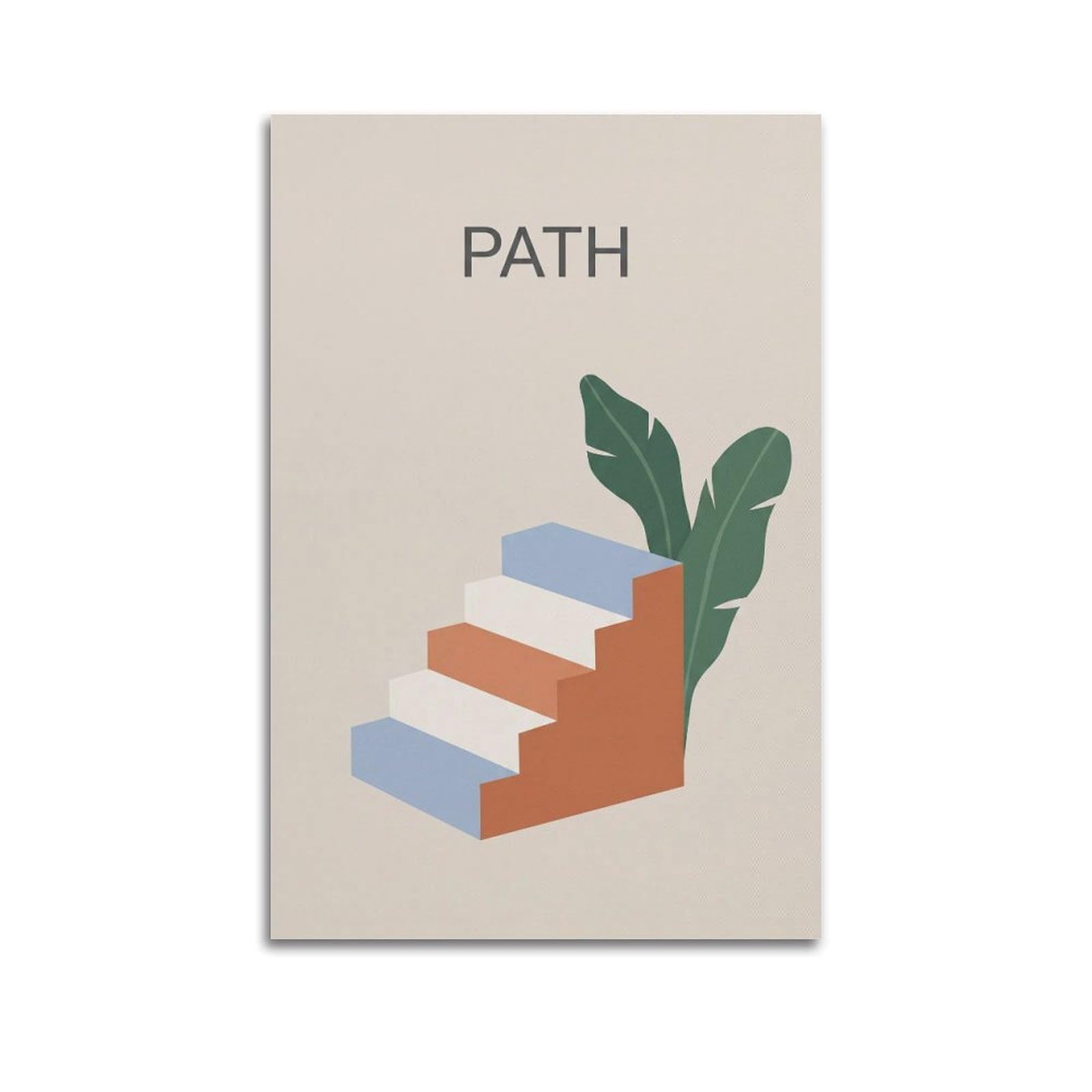 XKUGA Zen Path Poster Stairway Leaves Calm Journey Healing Meditation Modern Decorative Canvas Prints - Ideal Wall Art for Family, Man Cave, Game Room, Boys & Girls Bedroom 12x18inch(30x45cm)