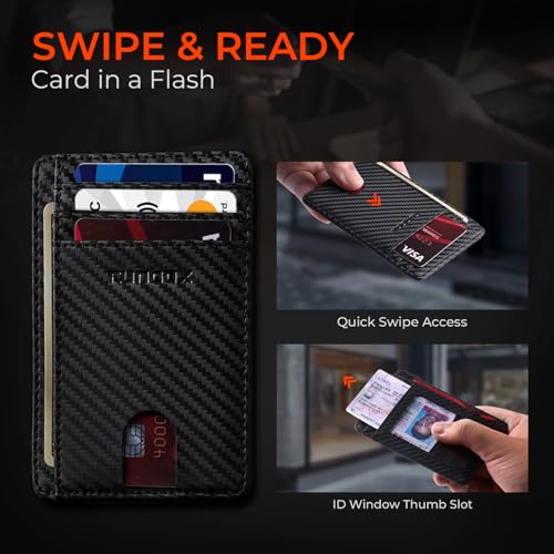 Image of RUNBOX Slim Minimalist Front Pocket RFID Blocking Leather Wallets for Men and Women Card Holder Wallets Gifts for men