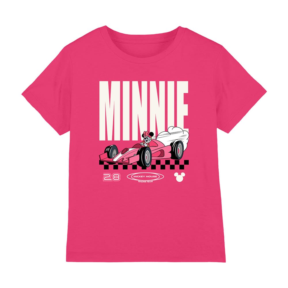Disney Minnie Mouse Racing Team Kids T Shirt, Hot Pink, 7-8