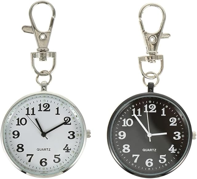 iplusmile 2pcs Quartz Pocket Watch Keychain Keyring Women Nurse Watch Hanging Watch Durable Watch