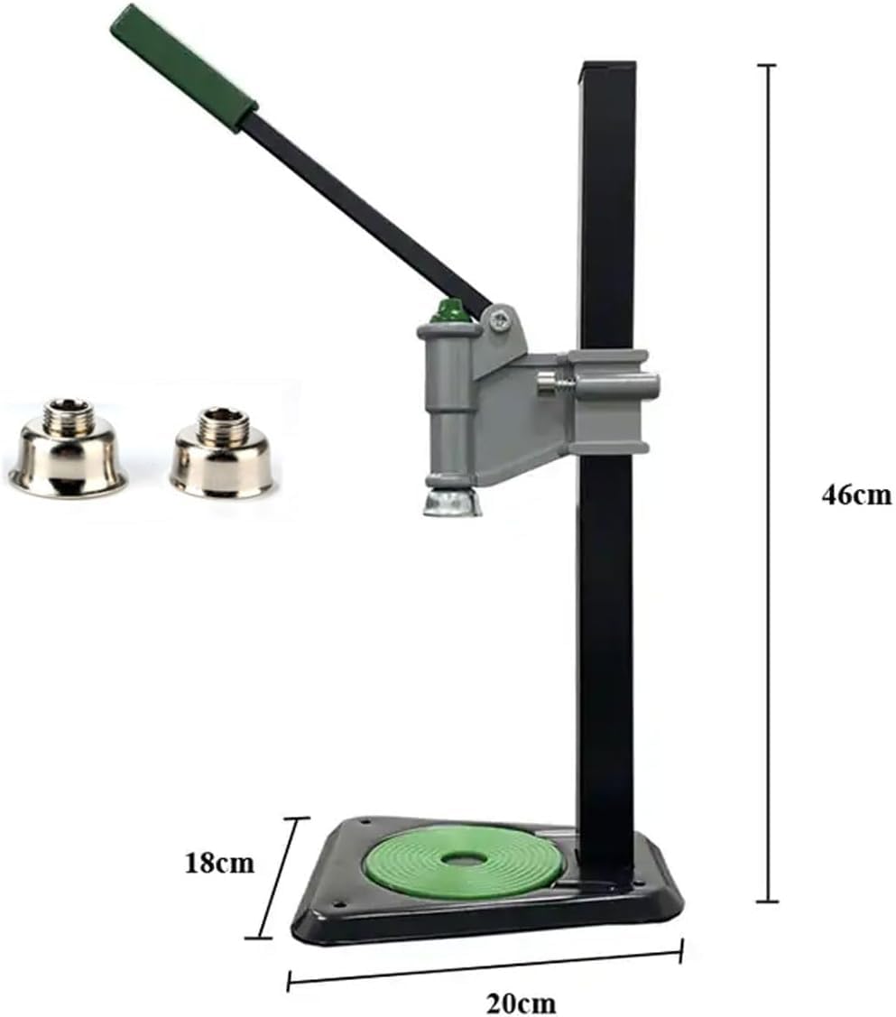 Máquina taponadora manual de botellas, altura ajustable para preparar y sellar, compatible con botellas de vidrio para bebidas