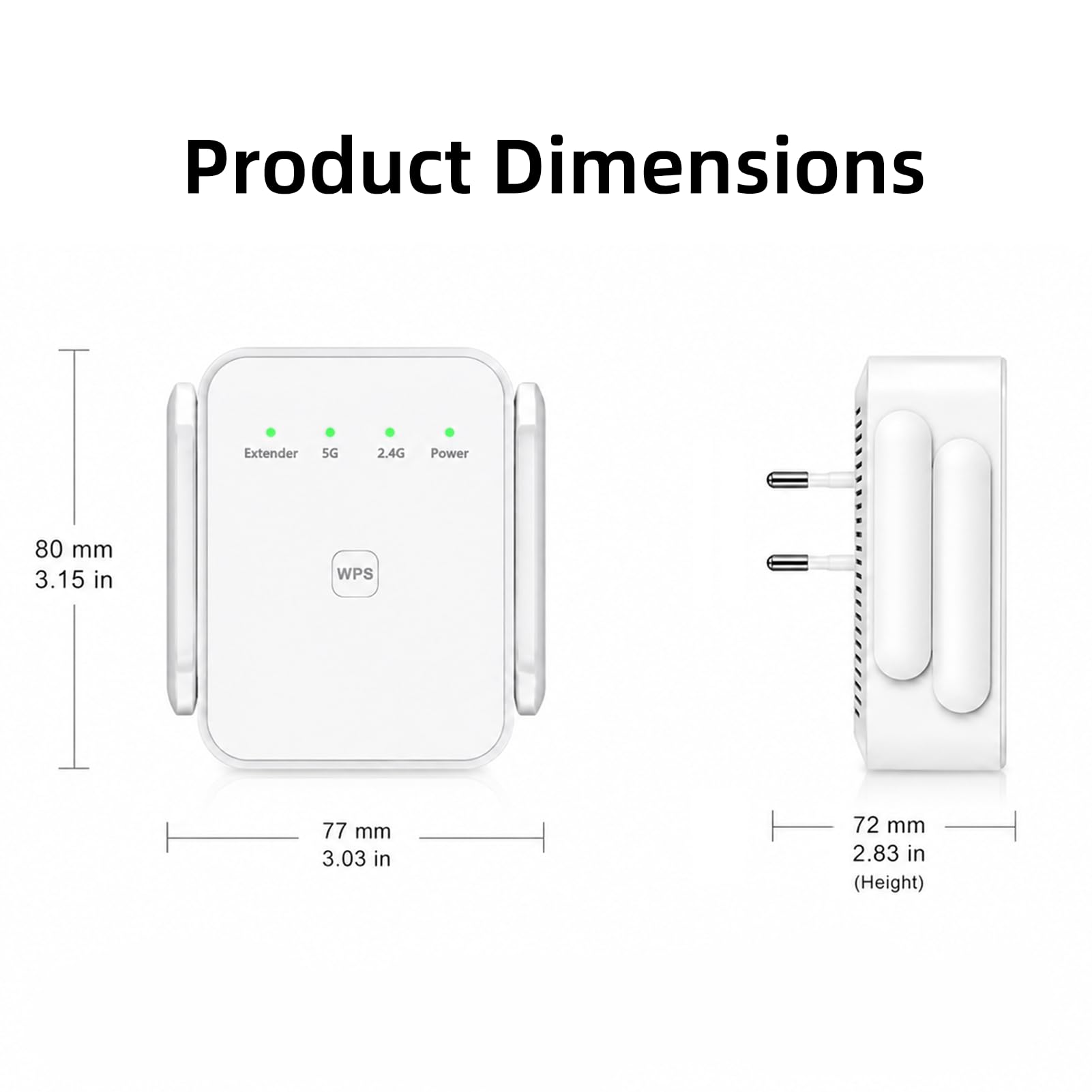 Amplificatore Wi-Fi, ripetitore Wi-Fi, ripetitore WiFi, 1200 Mbps, doppia banda con 4 antenne, per casa, ufficio e appartamento in affitto