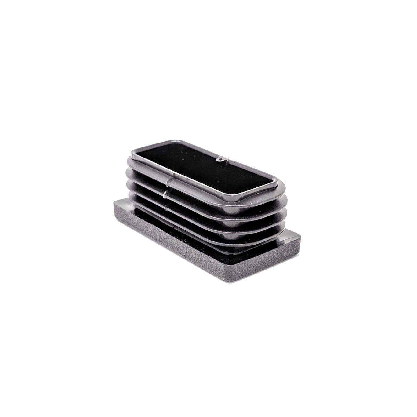 Rectangle Ribbed Plastic Insert Plugs End Caps (Black, 50x25mm See Second Image for Dimensions- Pack of 12) Made in Germany