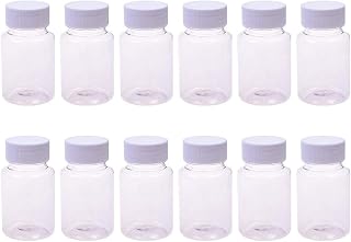12PCS Clear Empty Portable Thicken Plastic Bottles Case with White Screw Cap Holder Storage Container for Liquid Solid Powder (50ml)