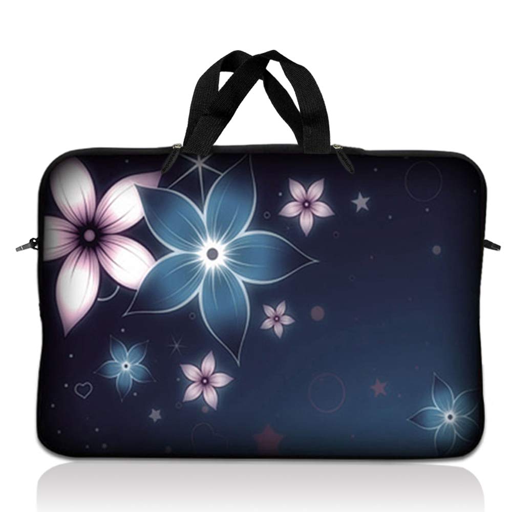 LSS 12.3 inch Laptop Sleeve Bag Carrying Case Pouch with Handle for 11" 11.6" 12" Acer, Asus, Dell, Hp, Sony, Toshiba, Pink Plumeria Flower — view 84