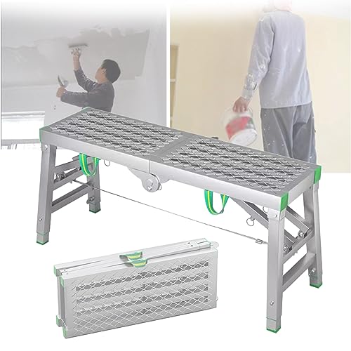 Equipo de andamio plegable portátil, torre de andamio resistente y plataforma de trabajo, altura ajustable de 5 engranajes, capacidad de 880 libras, ideal para proyectos de techo, 180 x 30 cm