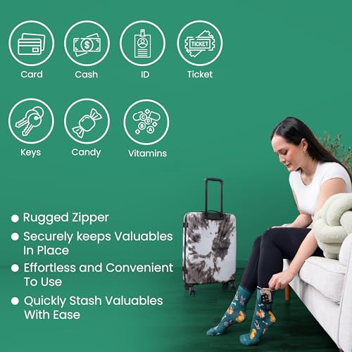 Image of Zipper Sock Wallet - Cotton & Polyester Zipper Socks with Pockets - Fits shoe size 6-13