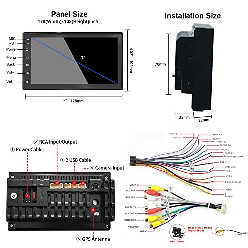 NHOPEEW Radio de Coche 2 DIN Android 9.1 Car Stereo de 7 Pulgadas HD Pantalla Táctil Bluetooth Manos Libres Radio Auto con WiFi/Navegación GPS/RDS/USB/AUX IN Mirror Link/Cámara de Visión Trasera