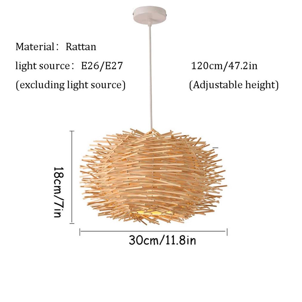 Lampada A Sospensione Boho Intrecciata A Mano, Lampada A Sospensione A Nido D'uccello in Rattan, Lampada A Sospensione A Soffitto Lampada Nordica in Vimini Fatta A Mano, Lampadario