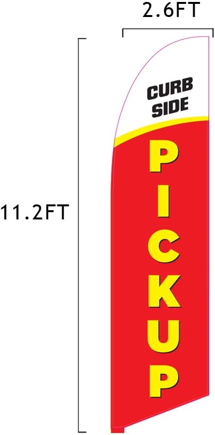 Vispronet Curbside Pick Up Feather Flag Kit – 13.5ft Pole Set, Cross Base, Weight Bag, and Pole Sleeve Bag – Great for Restaurants, Diners, Shops and Cafes – Printed in The USA…