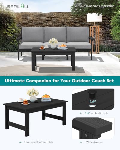 Image of SERWALL HDPE Outdoor Patio Furniture Set Outdoor Couch