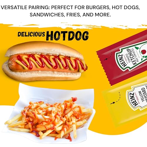 Image of Heinz Condiment Packets Ketchup and Mustard (100 Total; 50 Each Flavor)