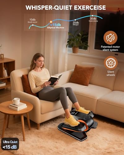 Image of Under Desk Elliptical Machine,Leg Exerciser Electric as Seen on TV for Seniors, 24 Modes Romote Control Home Workout Exercise Equipment