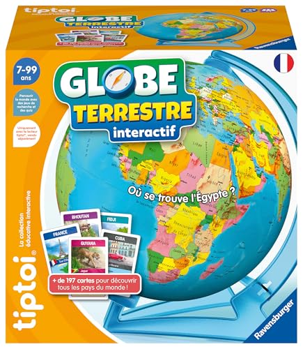 Ravensburger - tiptoi® - Jeu interactif - Globe terrestre interactif - Lecteur vendu séparément - Jeu éducatif électronique, sans écran - Dès 7 ans -...