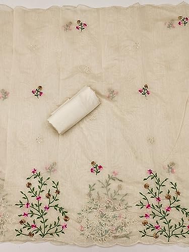 Pandadi Saree Women's Heavy Chanderi Embroidery Work Fancy Unstitched Salwar Suit Dress Material