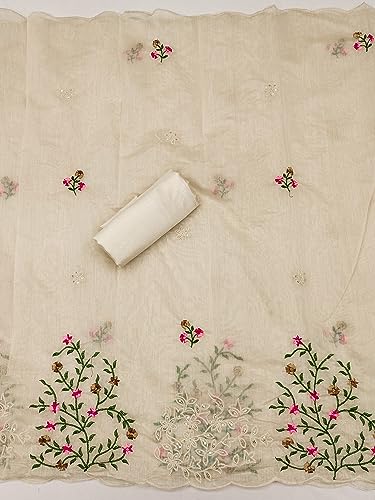 Pandadi Saree Women's Heavy Chanderi Embroidery Work Fancy Unstitched Salwar Suit Dress Material