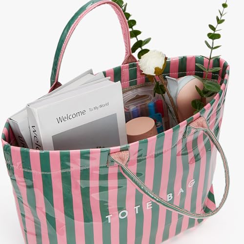 Image of Lushandy PVC Tote Bag for Women Jelly Beach Bag Top Handle Hobo Handbag | Water-Resistant, Wipe Clean, Lightweight