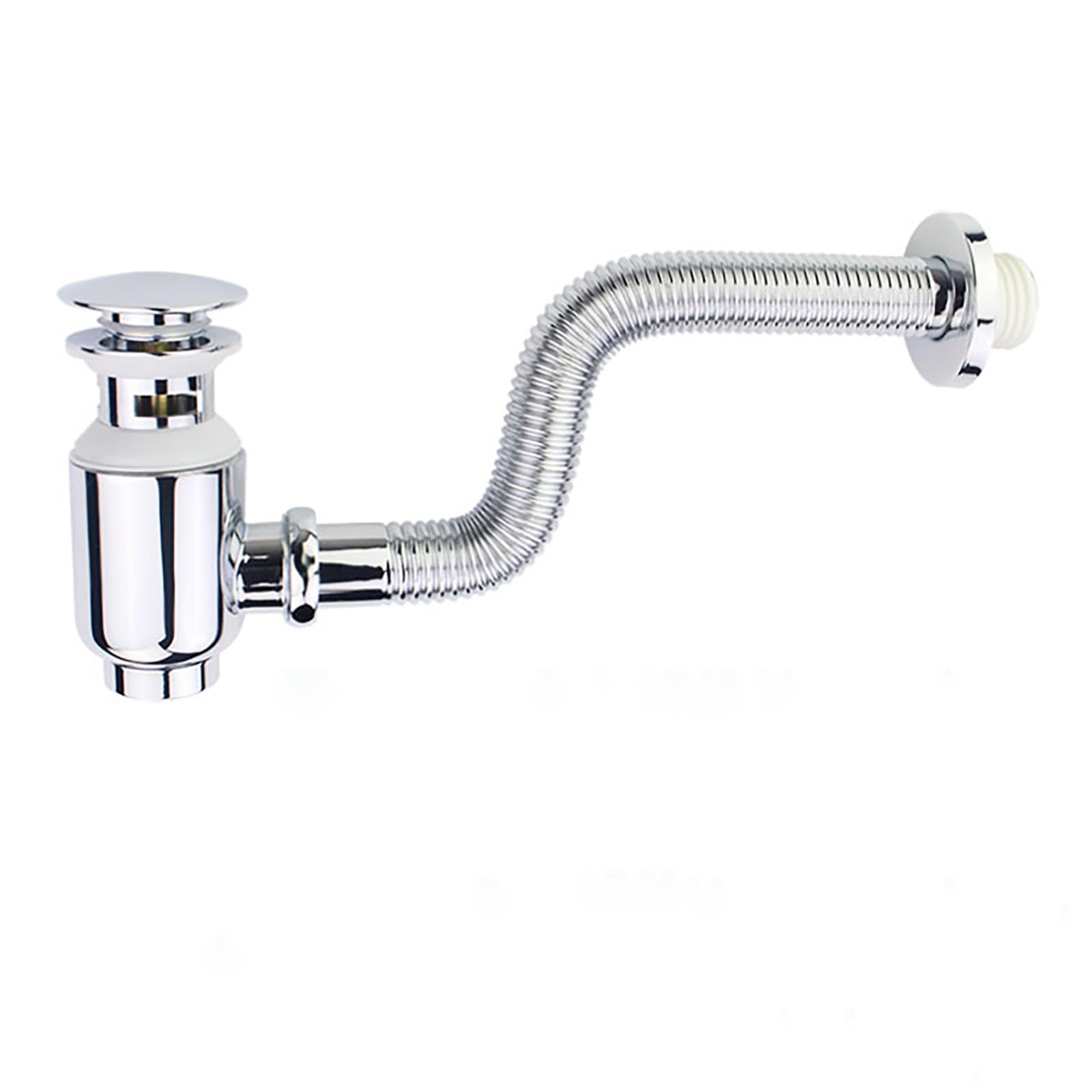 Siphon Waschbecken mit Überlauf,Pop Up Ablaufventil,Geruchsverschluss,Flexibel Ausziehbar Abflussrohr Waschbecken,Universal Abflussrohr 1 1/4"