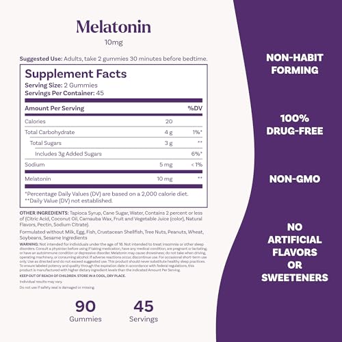 Natrol Melatonin Gummies, Sleep Support, 90 Strawberry-Flavored Adult Melatonin Gummies, 10 mg Sleep Aids for Adults - Image 7