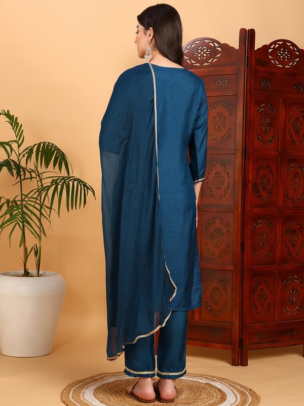 Image of Vaamsi Women's Silk Blend Kurta Pant With Dupatta