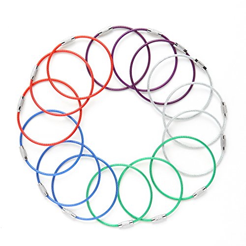 Steel Wire Loop Key Ring Cable, Versatile Heavy Duty Keychain, 5-Color, 6.7 inches 2MM, Sturdy for Looping Keys, Bags, ID Tags, Ideal Accessory for Hiking, Fishing and Travelling