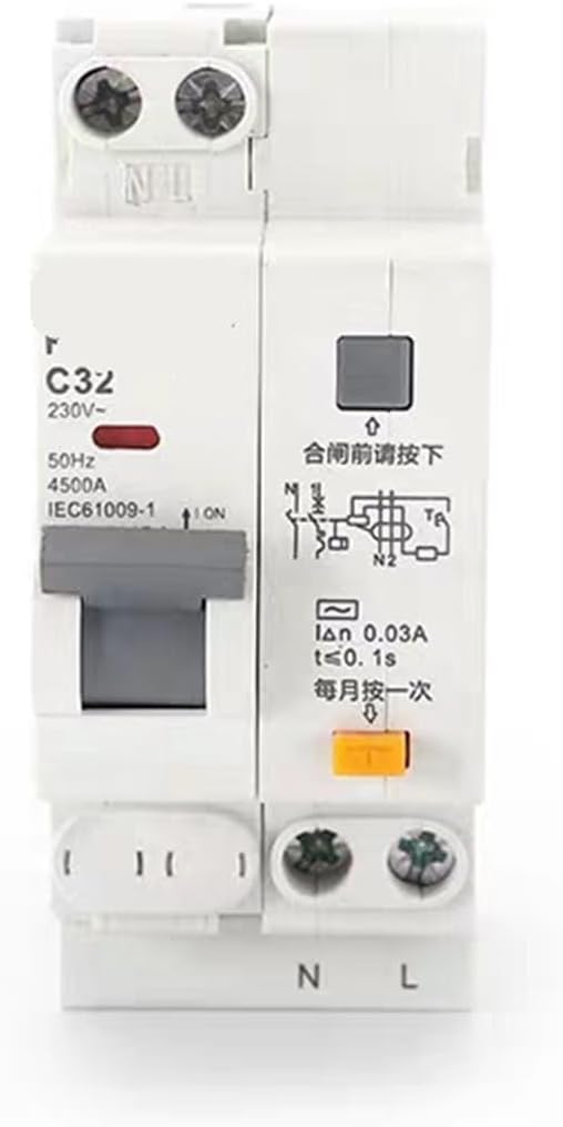 1 pcs DPN RCCB RCBO 1P+N 10A – 40A Residual Current Circuit Breaker Residual Current Overload Protector DIN Rail Installation(RDB5LE-40 20A 1P N)