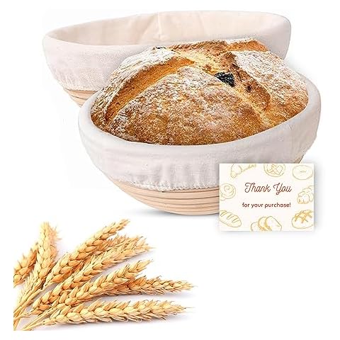 HOMEBAKEE Banneton Proofing Basket [Set of 2 | 9 inch] for Sourdough Bread Baking | Bread Proofer | Bread Proofing Basket | Round Shape Cover