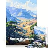 Simien-Mountains-Nationalpark Äthiopien Poster 1000-Teile-Puzzle für Teenager, geistige Geschicklichkeit, ruhiger Spaß, Premium-Schnitt, (38x26cm)