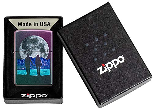 Image of Zippo Moon Couple Design Iridescent Pocket Lighter