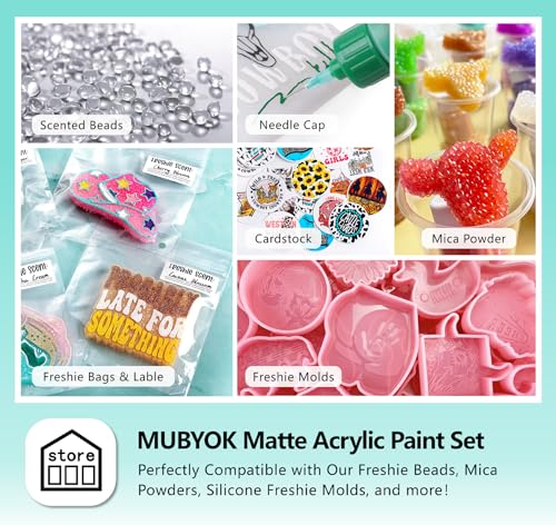 MUBYOK 2oz Matte Acrylic Paint Set with Precision Applicator Cap for Car Freshie Painting, Drawing and DIY Arts & Crafts Supplies for Adults(Pack of 16) - Image 2