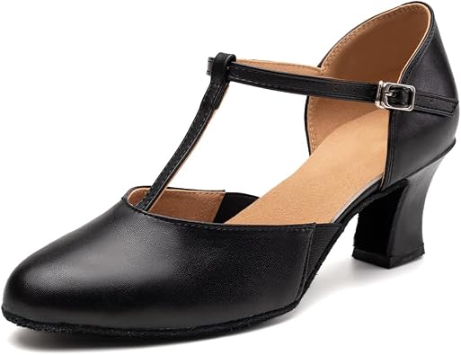 Latin Dance Shoes for Women Closed Toe Character Shoes Salsa Tango Modern Ballroom Dance Shoes with 6cm Heel Suede Sole Dancing Shoes