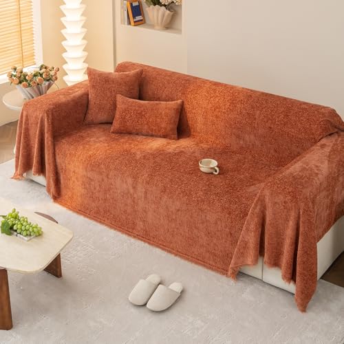 Naranja - Divano a quadri Suave Chenilla Manta Colcha Multiusos para Sofá Manta Cubre Divano Universale Funda De Sofá De Color Sólido Copridivano Lavabile a Máquina 180 * 180 cm Naranja - Divano a quadri Suave Chenilla Manta Colcha Multiusos para Sofá Manta Cubre Divano Universale Funda De Sofá De Color Sólido Copridivano Lavabile a Máquina 180 * 180 cm