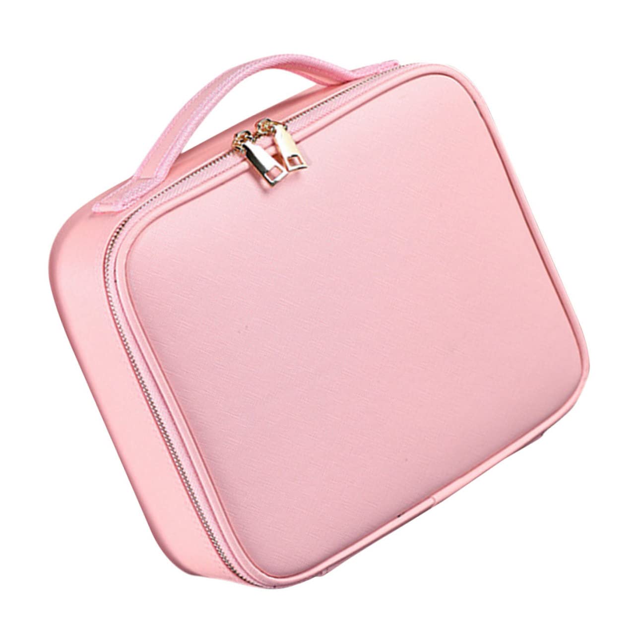 Bolsa de Maquillaje de Viaje Grande PU Rosa con Compartimentos