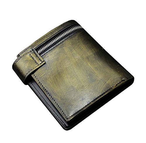 Cool Mens Gothic Punk Vintage Gold Leather Momey/Card Wallet with Safe pants chain4