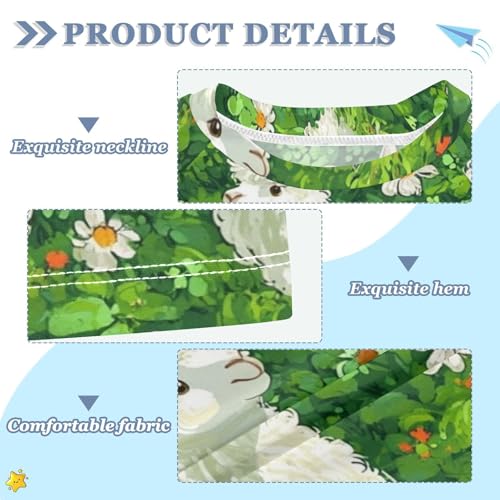 Kids Swimsuit Grass Alpaca Llamas Flower Sunscreen T-Shirts Swimwear Sets UPF 50+3