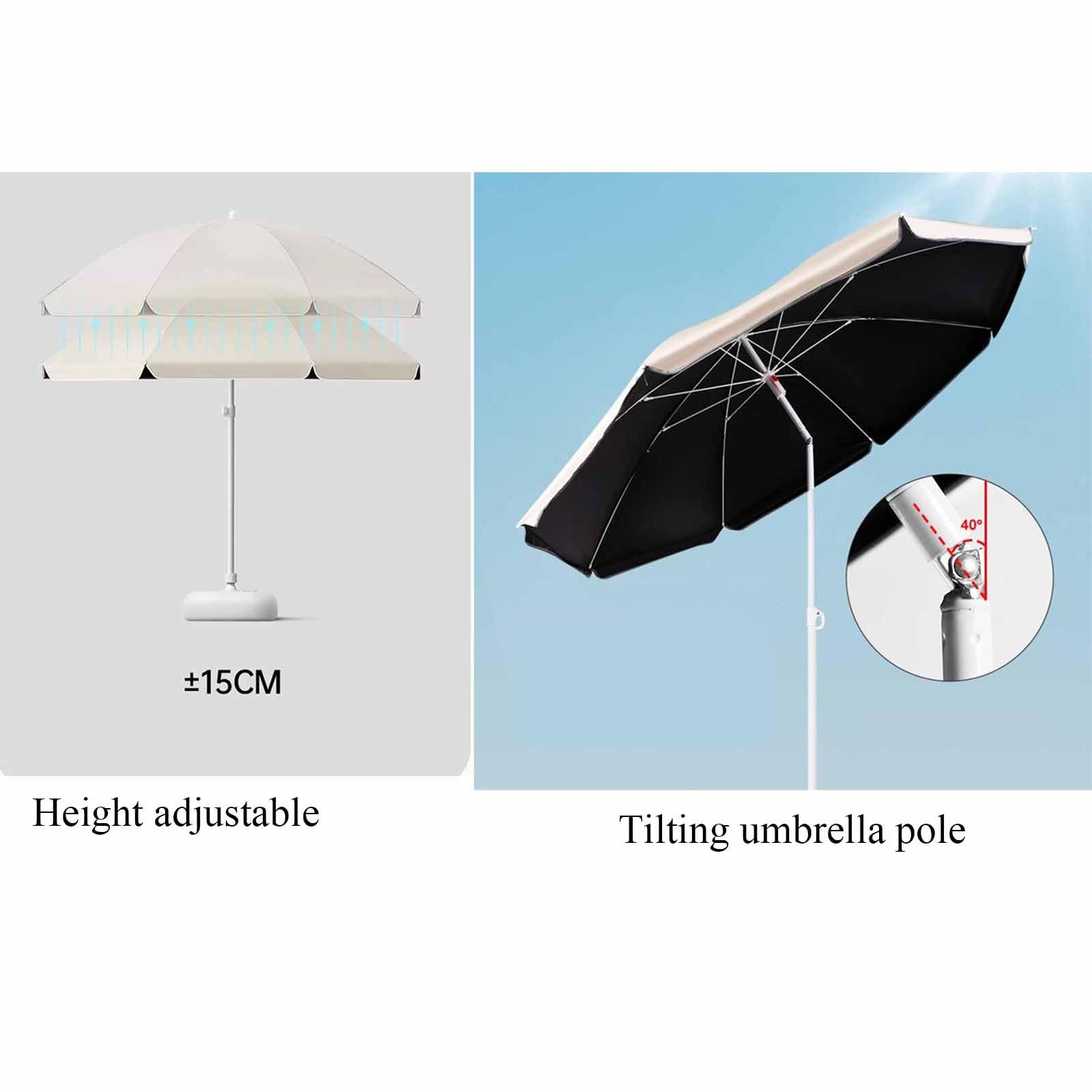 Ombrellone inclinabile, parasole for esterni, ombrellone da spiaggia, grande antivento e antipioggia, adatto for uso commerciale e uso in spiaggia.