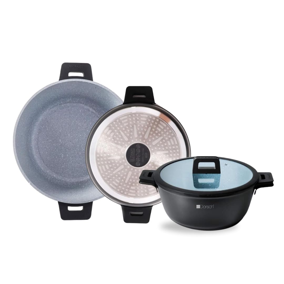 Dorsch Danish Design Ceramic Coated Casserole - Durable, Scratch Resistant - Non-Stick, PTFE Free, TUV Certified, LFGB Tested - Optimal Heat Distribution, Induction Ready, Oven Safe (30Cm - 8.1Ltr)